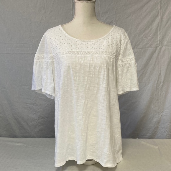 Talbots Tops - Talbots White Women's Plus size T-shirt with Eyelet Accents cotton blend